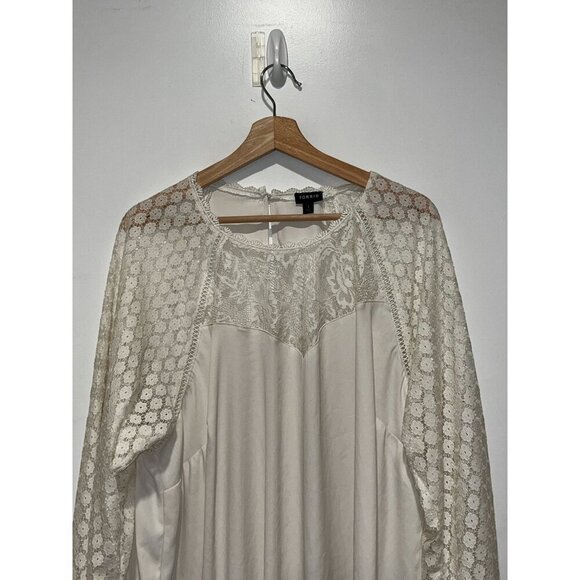 Torrid  Ivory Lace & Sheer Long Sleeve Crew Neck Flowy Blouse Women's Top Size 3 - Picture 3 of 9